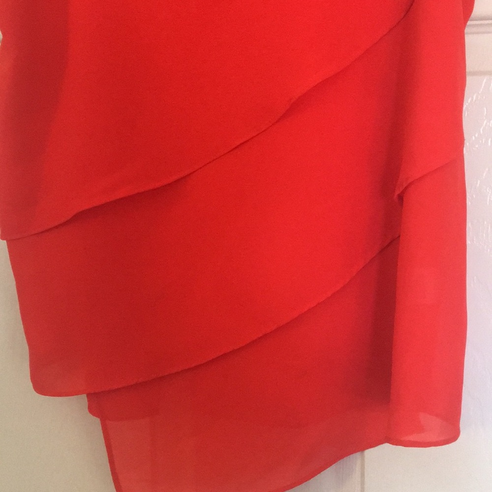 Red Chiffon Ruffled Top - Picture 2 of 4